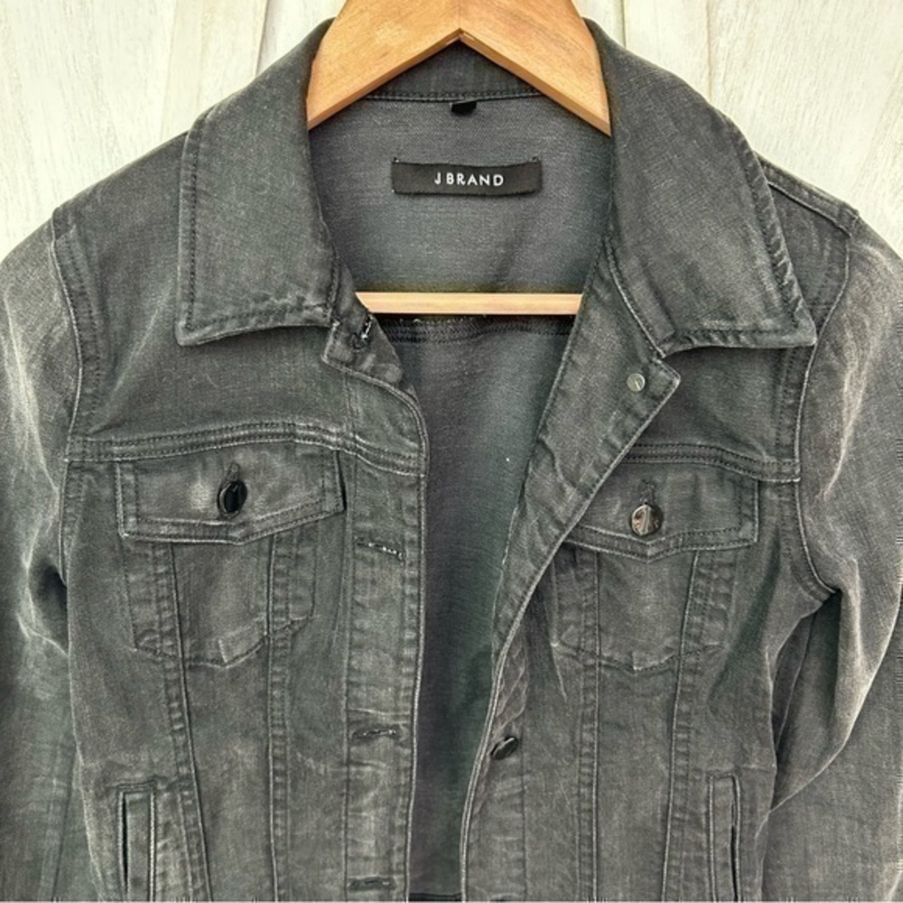 💋J Brand black charcoal denim jean jacket 🧥 XS worn 2x - Picture 3 of 9